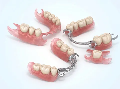 Ilustración de distintas prótesis dentales removibles